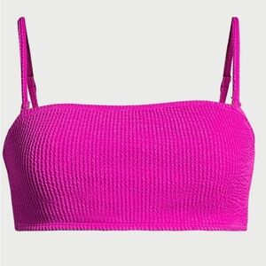 No Boundaries Juniors' Crinkle Bandeau Pink Bikini Tube Swim Top Medium Size